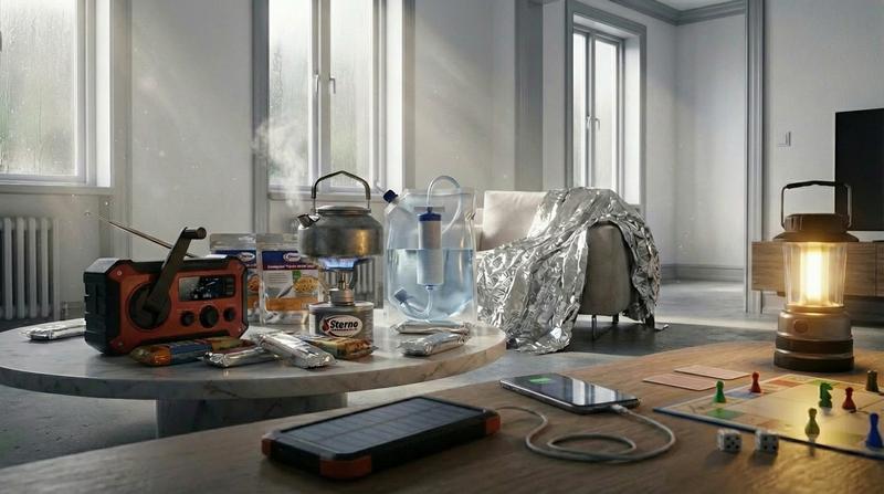 Emergency essentials food, water, light and more