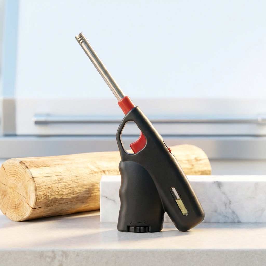 Butane Lighter with Long Metal Wand and Adjustable Soft Flame
