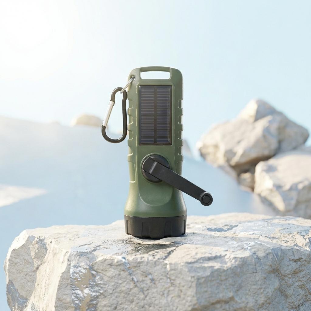 2-Pack Hand Crank and Solar Powered Emergency LED Flashlight